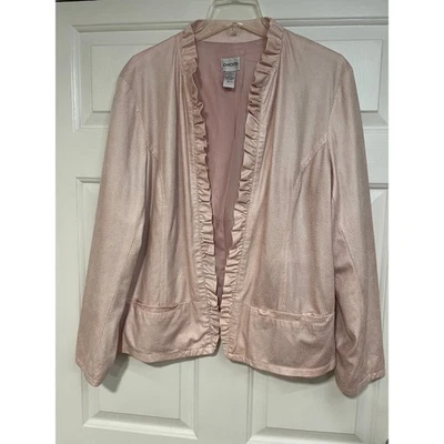 Chaqueta Blazer Chicos Frente Abierto Volantes Suave Rosa Estampado Serpiente 3 XL 16 Ligera Foto 1 de 4