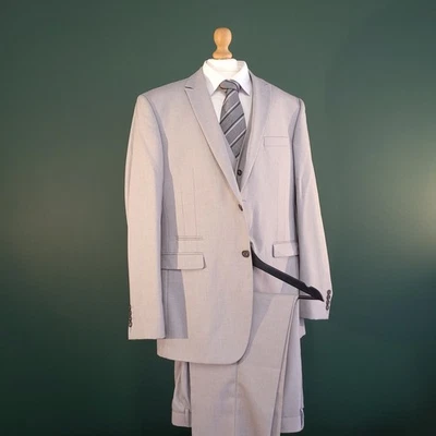 Skopes Suit Set Men's 44L 34S Grey Classy Formal Single Breasted 3 Piece & Tie - Image 1 of 4