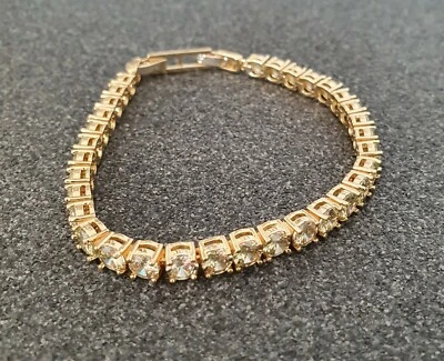 Armband Messing Gelb Vergoldet  Apple green Zirkonia 18 bis 20 cm Tennisarmband - Bild 1 von 4