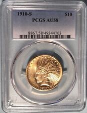 1910-S $10 Indian Gold Eagle, PCGS AU58 — Looks Full MS