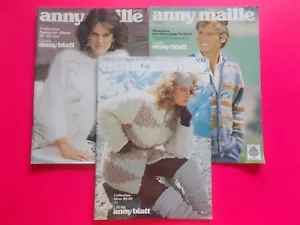 ANNY MAILLE / ANNY BLATT KNITTING MAGAZINE x 3 - No 40 41 42 - LAINES *FREE POST - Foto 1 di 11