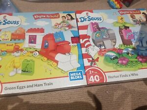 Dr Seuss green eggs and ham train,horton finds who Mega Bloks Rhyme To Build set