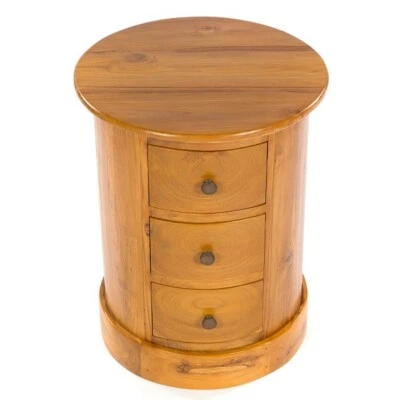 Teak 3 Drawer Drum Chest/Solid Wood/Lamp Table/Plant Stand/Hand Crafted 50x40x40 - image 1 of 4