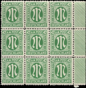 SAVOYSTAMPS - Germany-Allied Issued Occupational Post WWll-42 P-Block of 9- MINT - Picture 1 of 1