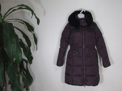 NUEVO CON ETIQUETAS Chaqueta Abrigo Coach ICON Long Puffer Cálida con Capucha F86045 Berenjena Foto 1 de 4