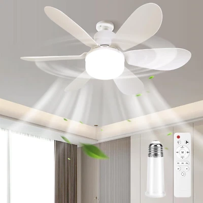 Ventilatore Da Soffitto Con Luce E Telecomando, E27 Silenzioso Lampadario Ventil - Immagine 1 di 4
