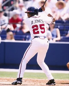 Foto vintage de béisbol de la MLB Andruw Jones al bate de los Atlanta Braves 8x10 - Imagen 1 de 1