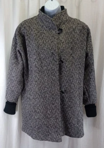 Cappotto donna ragazza vintage New York taglia 12 misto lana bianco e nero - Foto 1 di 16