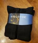 Gold Toe® Men's  Black Cushion Cotton Crew Socks, 6 Pair, sock size 10/13