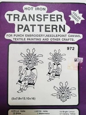Pretty Punch Hot Iron Color Coded Transfer Pattern #972 Native American - Image 1 of 3