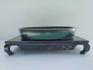 Bonsai Pot Tokoname Shosen Yamaaki Oval Green Glazed Width 45 cm (17.72 in) - Picture 1 of 19