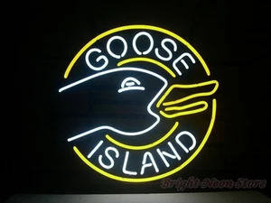 GOOSE ISLAND Neon Sign Light Handmade Real Glass Beer Bar Pub Display 17"x14" - Picture 1 of 1