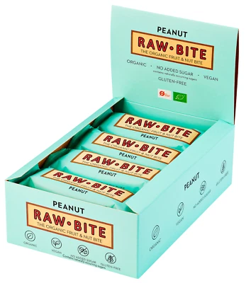 RAW BITE Organic Energy Bars: PEANUT, 12 Pack (12 x 50g) - Image 1 of 3