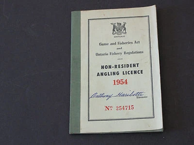Vintage 1954 Ontario Canada Non-Resident Angling License !! - Image 1 of 4