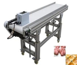 110V 59″*11.8″ PU Belt Conveyor Food Grade Conveyor Machine Height Adjust 120W - Picture 1 of 24