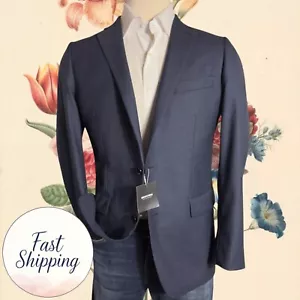 $ 399 INDOCHINO Mens Blazer Sport Coat Two Button Suit Jacket 44R WOOL Blue - Picture 1 of 15