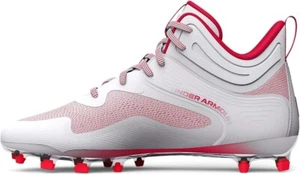 Men's 11.5 - Under Amour Command MC Mid Lacrosse Cleat Red White #3025639-101 - Picture 1 of 8