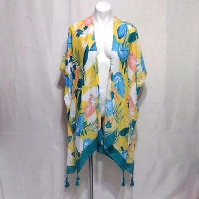 Para mujeres Playa Tropical Estampado Floral Kimono Cárdigan Boho Bikini Cubre Top OS Foto 1 de 4