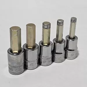 Snap-On Metric Hex Allen Bit Socket Set 3/8" Drive 6-10mm Sockets 6-7-8-9-10 - Picture 1 of 2