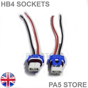 2x HB4 Wired Socket Ceramic Bulb Holders 9005 LED HID XENON 12v Fog Head light - - Picture 1 of 1
