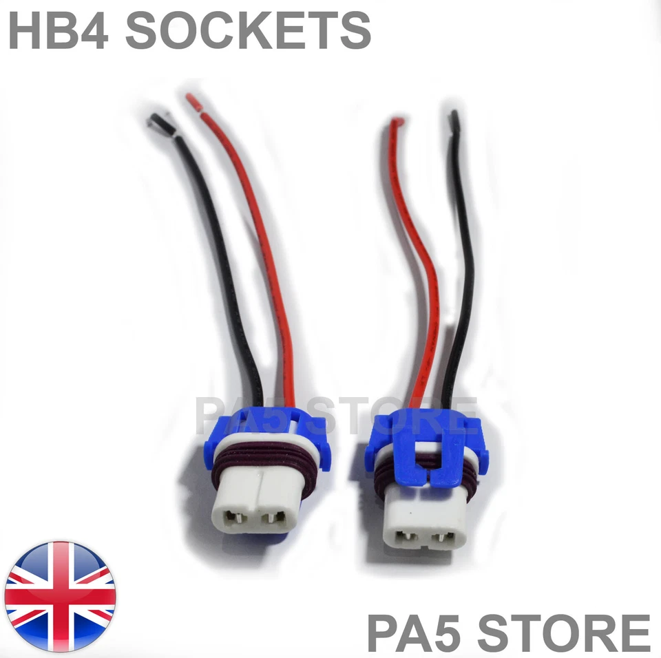 2x HB4 Wired Socket Ceramic Bulb Holders 9005 LED HID XENON 12v Fog Head light - - Image 1 of 1
