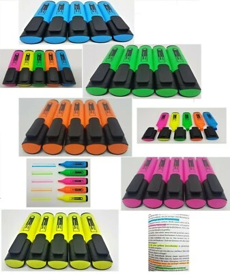Textmarker 5 er Set Leuchtmarker mit Keilspitze in Farben oder Farbmix 2-5 mm - Bild 1 von 4