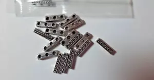 Woven Design 3 Hole Spacer Bead set of appx 100 Silver tone. JL 230 - Picture 1 of 2