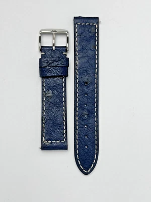 18mm Blue Genuine Ostrich Watch Band - USA - Image 1 of 3