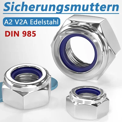 Sicherungsmutter Selbstsichernde Muttern A2 V2A Edelstahl M2/M2.5/M3-M30 DIN 985 - Bild 1 von 4