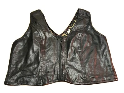 Black Leather Vest Womens  Size Lg - Image 1 of 4