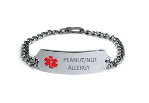 Pulsera de identificación de alerta médica para alergia a la nuez de maní. ¡Tarjeta de emergencia médica gratuita! - Imagen 1 de 6