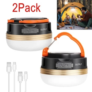 2x LED lampada da campeggio esterno lampada da campeggio USB ricaricabile lanterna batteria tenda luce - Foto 1 di 13