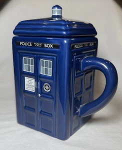 Doctor Who Tardis Police Box Blue Ceramic Coffee Tea Mug with Lid - Picture 1 of 5