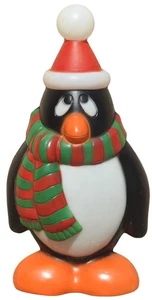 Vintage Blow Mold Chilly Willy Pinguino di Natale con Sciarpa Rossa e Verde 28" - Foto 1 di 5