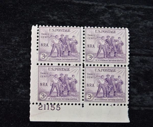 STATI UNITI 1933 NRA 3c PIASTRA BLOCCO DI 4 con #s S 732 MNH - Foto 1 di 3