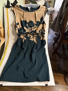 Connected Apparel grün und beige Kleid mit Gürtel Größe 12 - Bild 1 von 16