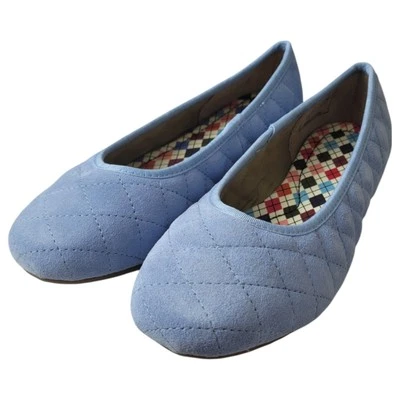 Lands' End Acolchado Dory Ballet Pisos Azul Claro Gamuza Mujeres 9.5W Cómodo Sin Cordones Foto 1 de 4