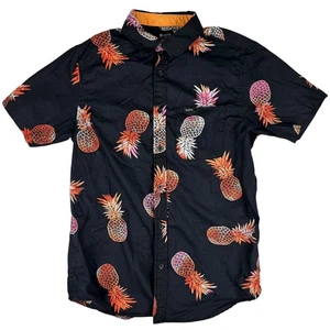 MATIX Shirt Men's S Multicolor Hawaiian Theme Pineapple Print Black Short Sleeve - Picture 1 of 8
