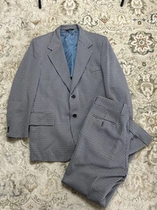 1970s Sears Leisure Suit Mens 42 Jacket 34 Pants Vintage Polyester Disco MCM EUC - Picture 1 of 7