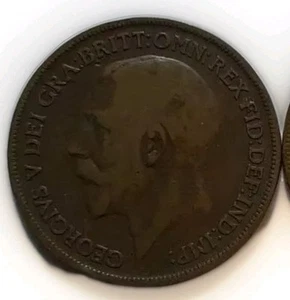 2 UK Coins-Large Bronze Pennies 1917 & 1928 Glossy Brown Very Fine Cents - Picture 1 of 5