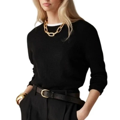 J. Crew Women's 100% Cashmere Classic-Fit Crewneck Sweater XXS Black BA400 NWT - Image 1 of 4