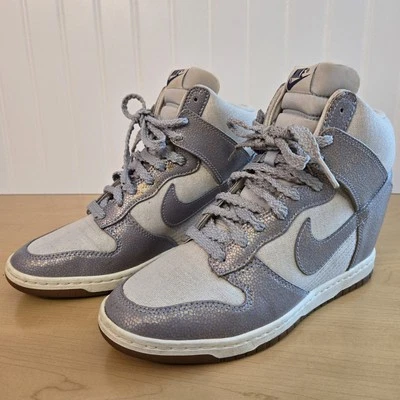 Nike Dunk Womens Sz 8 Sky Hi Wedge Metallic Silver Ice Blue Gum 543257-001 Shoes - Image 1 of 4