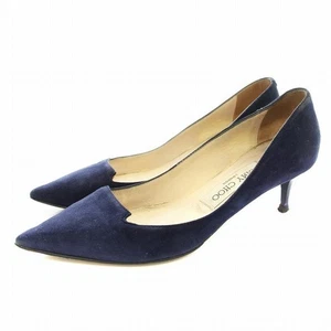 Jimmy Choo Kitten Heel Pumps Navy Suede Pointed Toe Size 35.5 Women Authentic - Picture 1 of 8