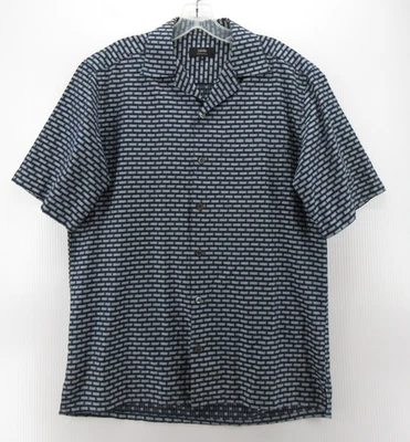 Zanella Shirt Men Medium Blue Button Down Geometric Summer Resortwear Italy - Image 1 of 4