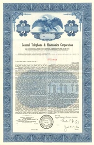 General Telephone and Electronics Corporation - GTE - Specimen Bond - Specimen - Picture 1 of 1