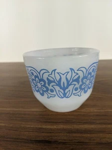 Vintage Federal Milk Glass Cup With Blue Flowers - Picture 1 of 4