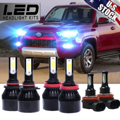 For Toyota 4Runner 2010-2020 6X LED Headlight Hi-Low Beam Fog Light Bulbs 8000k - Image 1 of 4