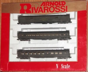 N RIVAROSSI 0522 3 CAR SET SANTA FE BAGGAGE # 1849 COACH # 1726 DINING CAR 1418 - Picture 1 of 1