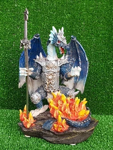 "Drago Azzurro con Spada e Fuoco cm. 18/21 - Mondo regalo 605 - 605 B - Picture 1 of 5