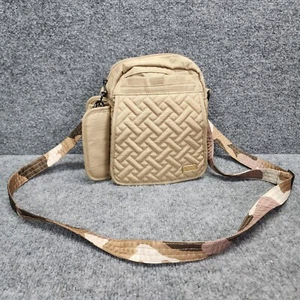 LUG Life Happer Crossbody Tan Brown Quilted Bag Multi Pocket Travel Camo Purse - Picture 1 of 13